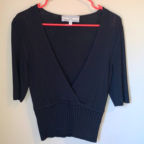 Guess Black Soft Bandage V Neck Top Large - Picture 5 of 8